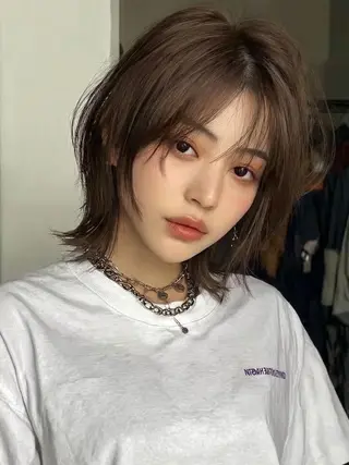 カラー ショート 🎀韓国レイヤー YURINA🎀のヘアスタイル