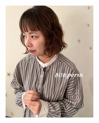 ミディアム パーマ 市川 千夏のヘアスタイル