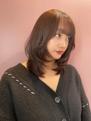 ミディアム 韓国✖️網紅🖤 パーマYURIYAのヘアスタイル