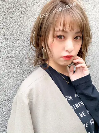 ミディアム カラー パーマ 大人かわいい💍🤍 ボブ/ショートボブのヘアスタイル
