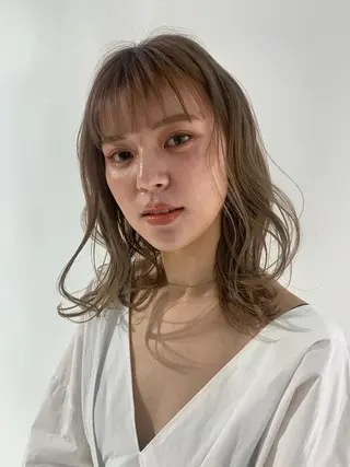 ミディアム カラー 垢抜けボブ/SAHO /OAK溝の口のヘアスタイル