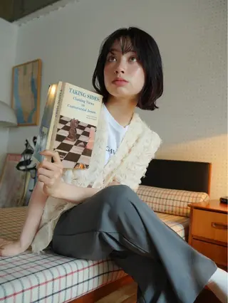 ショート カラー パーマ 髪質改善カラー ベージュ🤎YUMEのヘアスタイル