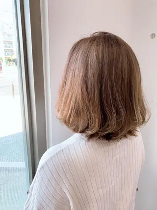 ミディアム カラー パーマ 白髪ぼかしハイライト 柳川拓哉のヘアスタイル