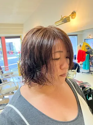 ミディアム カラー パーマ 横田 尚登のヘアスタイル