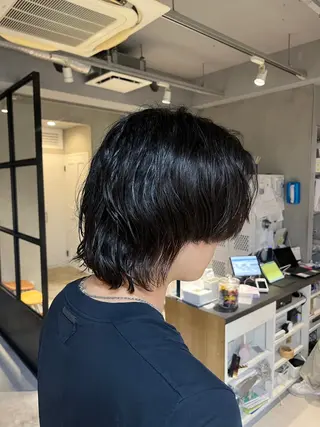ミディアム パーマ ちせ/ 透明感カラー /elima調布のヘアスタイル