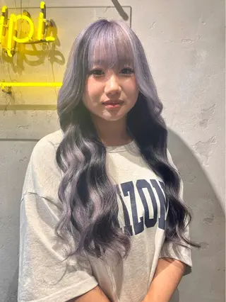 ロング kanta 梅田 韓国ハイトーンのヘアスタイル