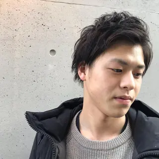ショート カラー パーマ メンズ ニュアンスパーマ/ レイヤー/茶屋町のヘアスタイル