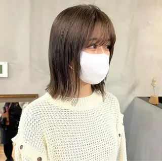 ミディアム カラー パーマ ヘアアレンジ メンズ キッズ ネイル マツエク・マツパ アイブロウ 前川 朋香のヘアスタイル