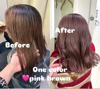 セミロング 韓国レイヤー 🎀ダブルカラーのヘアスタイル