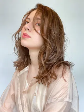 ミディアム カラー パーマ 銀座No.1髪質改善 縮毛矯正/本木のヘアスタイル