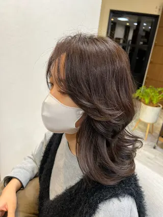 ミディアム カラー むらたナチュラルパー マ🌀透明感カラーのヘアスタイル