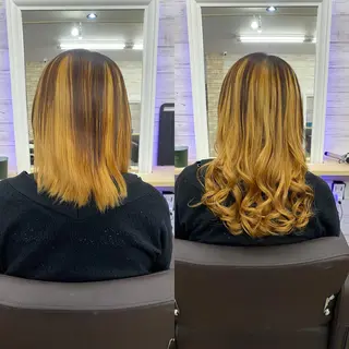 セミロング カラー ヘアアレンジ LAVENDIA 初音のヘアスタイル