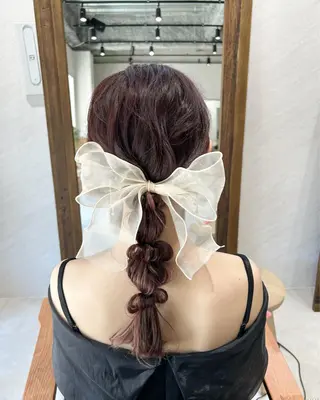 ミディアム ヘアアレンジ 🎀レイヤー・艶カラ ー🎀YUMEKAのヘアスタイル