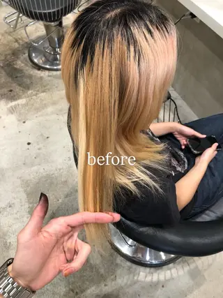 セミロング 名古屋/落ちる黒 黒染め落としのヘアスタイル