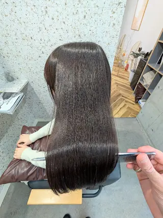 セミロング パーマ 髪質改善.縮毛矯正 ×韓国ヘアyukiのヘアスタイル