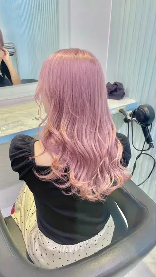 ロング カラー ヘアアレンジ 韓国レイヤー＆ピンク 艶髪🩶maikoのヘアスタイル