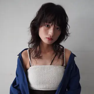 セミロング カラー パーマ 繭所属・こはる／ハードパーマ /癖毛風パーマ🧃のヘアスタイル