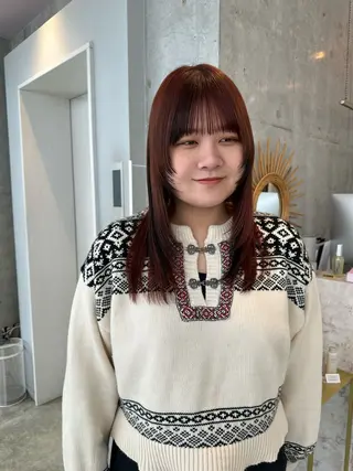 ミディアム カラー さとう あやかのヘアスタイル