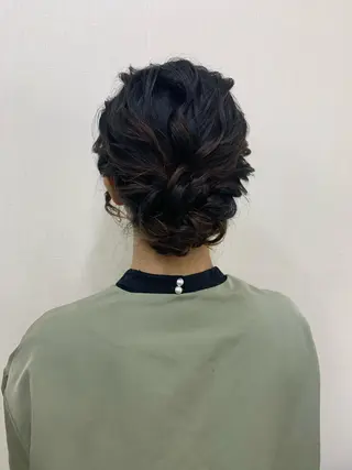ミディアム ヘアアレンジ きむえり/髪質改善 /うねり広がり改善のヘアスタイル