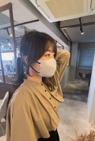 ミディアム 日比崚介🍀 おくれげ小顔カットのヘアスタイル