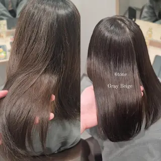 ミディアム カラー 縮毛矯正をしている人 のためのカラーのヘアスタイル