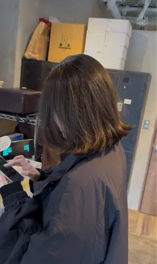 ミディアム カラー 透明感カラー 木戸口優也のヘアスタイル