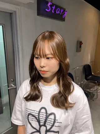 ロング カラー NANAMI🩵 大人可愛い韓国ヘアのヘアスタイル