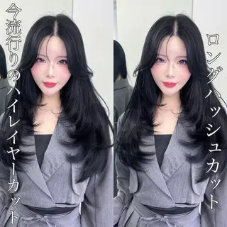 ロング カラー レイヤー/髪質改善 縮毛/ハッシュカットのヘアスタイル