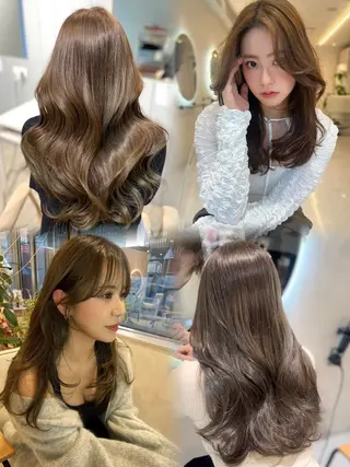 ロング カラー ブリーチなしベージュ レイヤーカットはるかのヘアスタイル