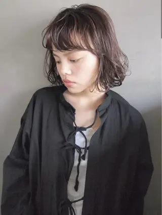 ミディアム カラー パーマ ムロ 二子玉川駅のヘアスタイル