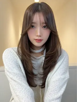 ロング リコ ハッシュカット 韓国レイヤーのヘアスタイル