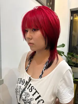 ミディアム カラー 無料カット/ 癖毛風パーマ/凜のヘアスタイル