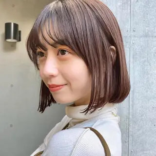 ミディアム カラー 暖色/艶髪/ボブ/ ショート/Ayaのヘアスタイル