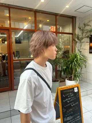 カラー メンズ 顔周りレイヤー/ ふわあいりのヘアスタイル