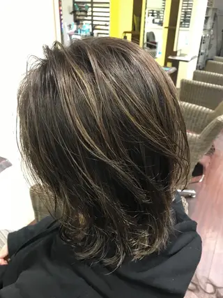 ミディアム カラー ママ美容師 *ヒマワリのヘアスタイル