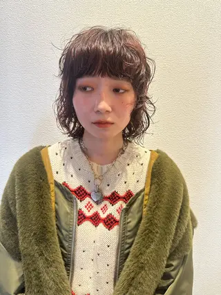 ショート パーマ ぱる/透明感カラー パーマ/カットのヘアスタイル