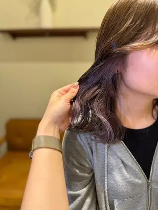 ミディアム 中村未夢🤍ブリーチ なしダブルカラー🤍のヘアスタイル