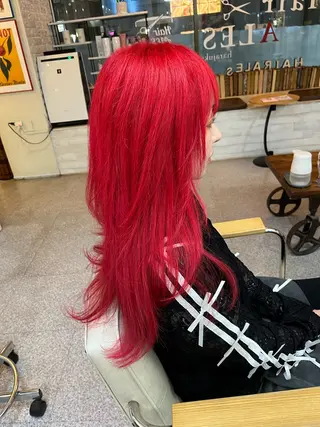 ロング カラー エクステ ハイトーン 💭黒崎ハルカのヘアスタイル