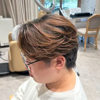 ショート パーマ メンズ フェザー/シャドウ/ メッシュパーマのヘアスタイル