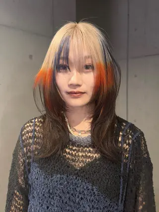 ロング カラー だいち/ブリーチ/ レイヤーカットのヘアスタイル
