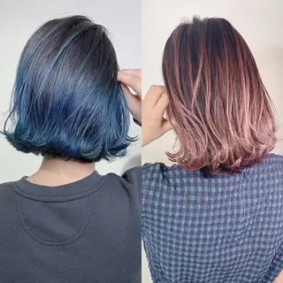 セミロング カラー _WHITE 高槻のヘアスタイル