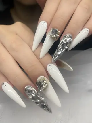 ロング ハイネイル 自宅サロンのネイルデザイン