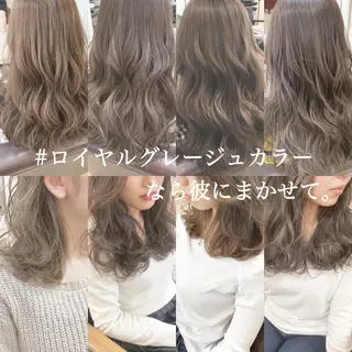 ロング カラー パーマ ◆感動口コミ/最小顔 理論カット◆森口 峻のヘアスタイル