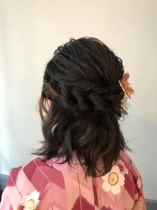ミディアム ヘアアレンジ レイヤーカット✂️ 横浜No1♡下鳥翔子のヘアスタイル