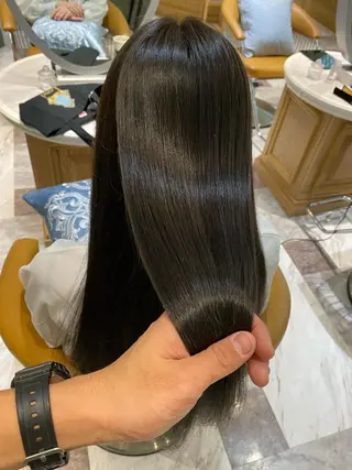 セミロング ブリーチなしダブル カラー縮毛矯正 下野のヘアスタイル