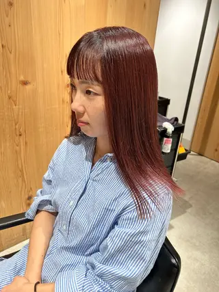セミロング カラー スキバサミを使わない カット🌼唯🌼のヘアスタイル