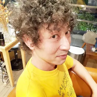 パーマ ショート カラー メンズ spa hair ark 富井直美のヘアスタイル
