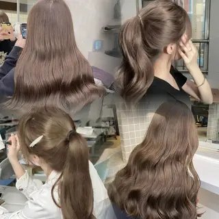 カラー ブリーチ縮毛矯正加藤 赤み無し透明感ヘアのヘアスタイル