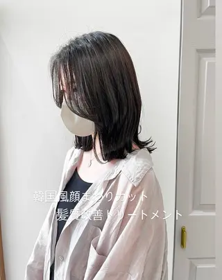 ミディアム カラー ヘアアレンジ 🥀暖色韓国ヘア💕 保科侑花のヘアスタイル