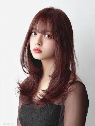 セミロング 絶対可愛い暖色カラー 🌷うる艶🌷結奈✨のヘアスタイル